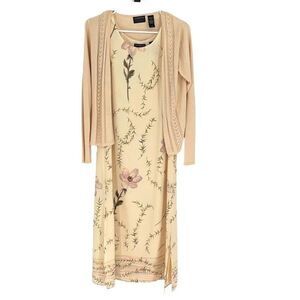 Liz Claiborne Petite 2pc Dress Set Floral‎ Light Yellow Size 6P